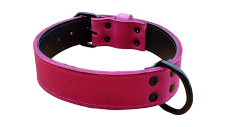 Leder halsband roze - Black edition 