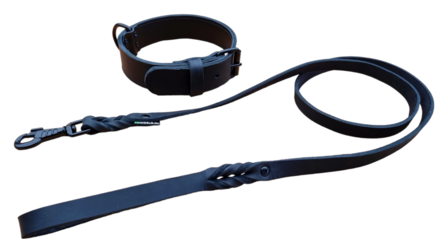 Leder halsband zwart - Black edition 