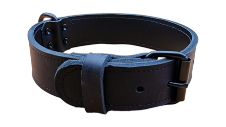 Leather collar 1.57in wide black - black edition