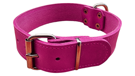 Pink leather collar 1.57 inch wide