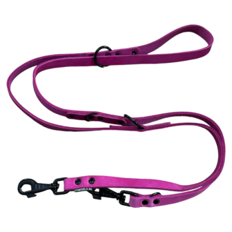 Leder halsband 5cm breed roze - Black edition 