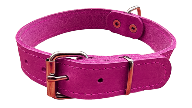 Pink leather collar 1.18 inch wide