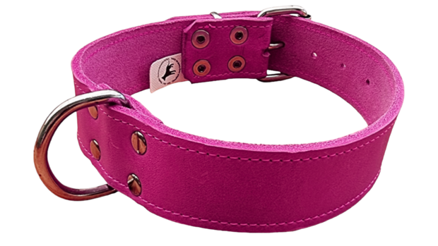 Pink leather collar 1.57 inch wide