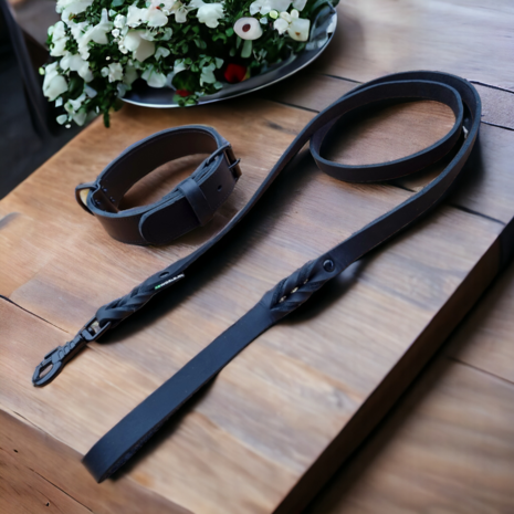Leder halsband 4cmbreed zwart - Black edition 