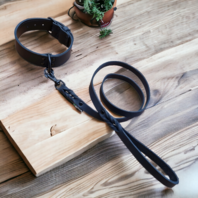 Leder halsband 4cmbreed zwart - Black edition