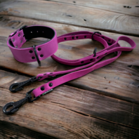 Leder halsband 5cm breed roze - Black edition