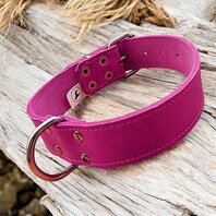 Roze leder halsband 4cm breed